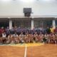 BBB dan tim basket Pemkot Bogor foto bersama sebelum dimulai laga persahabatan yang dimenangkan BBB dengan selisih 10 poin.