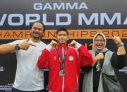 Bumi Magani Abraar Himara mengharumkan nama Kota Bogor berhasil menjadi runner-up kelompok U-18 under 54 dalam kejuaraan Gamma World MMA Championship 2024 senior & U-18 di Dewa United Arena, Kabupaten Tangerang, Provinsi Banten.